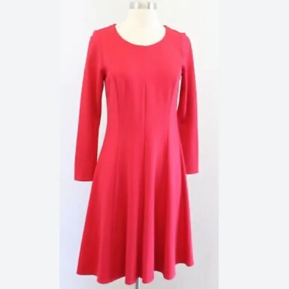 Draper James Long Sleeve Fit & Flare Dress. Lipstick Red. Size 1X. NWT.